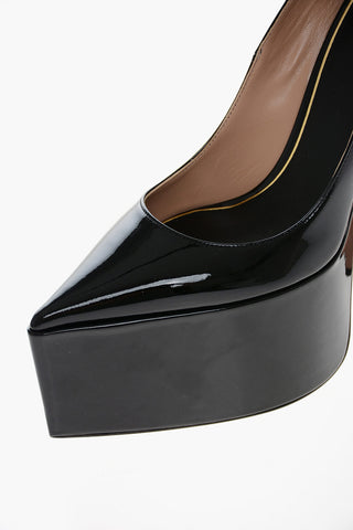Patent Leather TAN-GO Platform Pumps with Ankle Strap 17cm