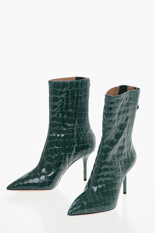 Stivaletti SAINT HONORÈ in Pelle Stampata Effetto Coccodrillo 9cm