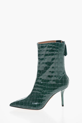 Stivaletti SAINT HONORÈ in Pelle Stampata Effetto Coccodrillo 9cm