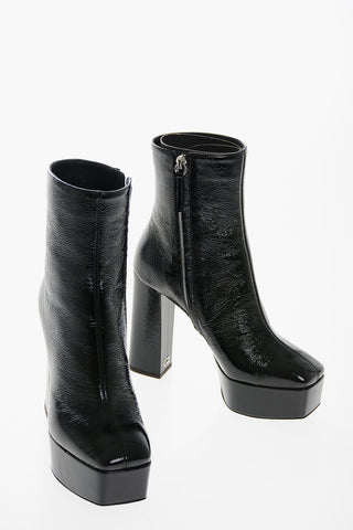 Textured Patent Leather RULLINO Platform Booties 12cm
