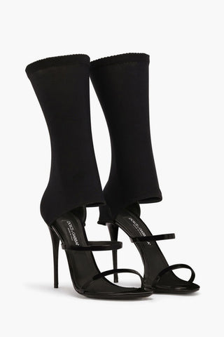 Sock Detail KEIRA Patent Leather Sandals 10cm