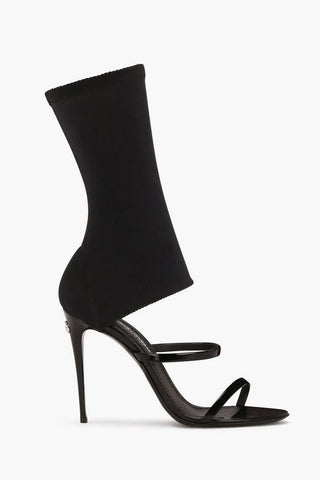 Sock Detail KEIRA Patent Leather Sandals 10cm