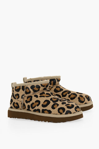 Padded Leopard Print Ponyskin CLASSIC ULTRA MINI Boots
