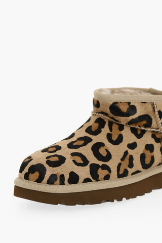 Padded Leopard Print Ponyskin CLASSIC ULTRA MINI Boots