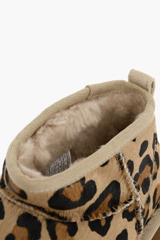 Padded Leopard Print Ponyskin CLASSIC ULTRA MINI Boots