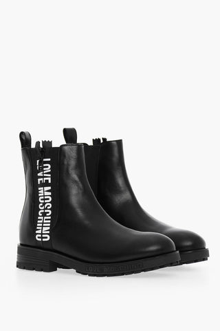 LOVE Logo print Leather Chealsea Boots