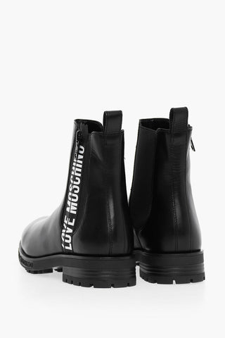 LOVE Logo print Leather Chealsea Boots