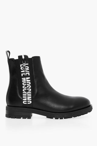 LOVE Logo print Leather Chealsea Boots
