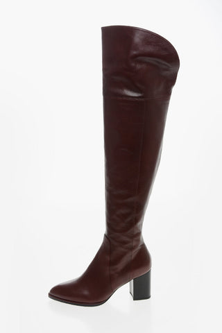 Stivali Sopra al Ginocchio RAYLENE in Pelle con Tacco Squadrato 7cm