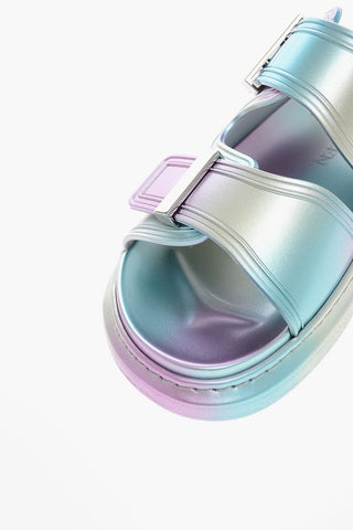 Sliders in Gomma Lamè Tie Dye con Doppia Fibbia