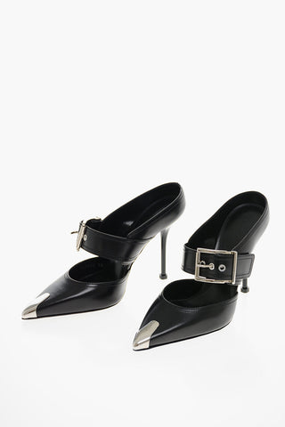 Metal Toe BOXCAR Leather Mules with Buckle 11cm