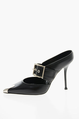Metal Toe BOXCAR Leather Mules with Buckle 11cm