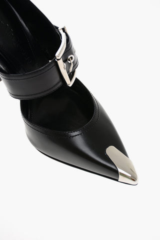 Metal Toe BOXCAR Leather Mules with Buckle 11cm