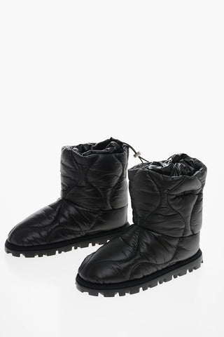 Quilted Nylon Booties with Ankle Drawstring