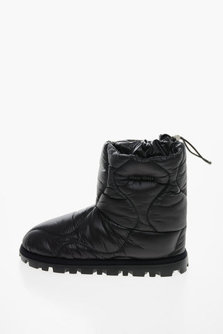 Quilted Nylon Booties with Ankle Drawstring