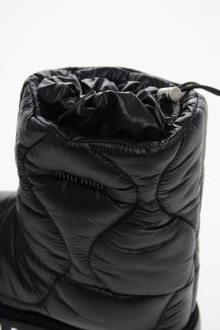 Quilted Nylon Booties with Ankle Drawstring