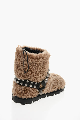 Stivaletti SHOW in Shearling di Montone con Bande Borchiate