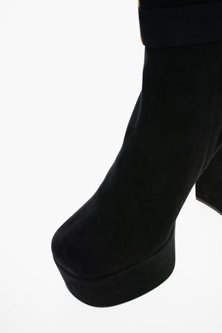 Stivaletti Platform in Suede con Fibbia Logata 11cm