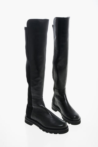 Leather and Fabric LIFT Under the Knee Boots