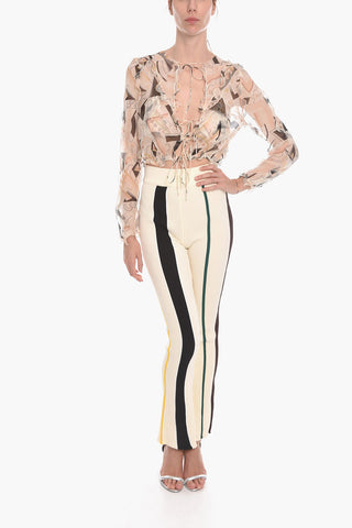 Camicia Crop in Chiffon con Lacci sul Fronte
