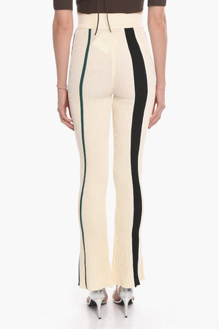 Pantaloni Flare a Costine a Vita Alta