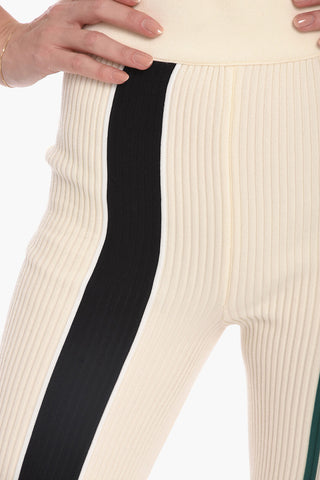 Pantaloni Flare a Costine a Vita Alta