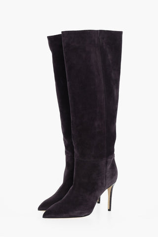Stivali A Punta In Suede Tacco 10 cm