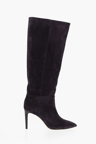 Stivali A Punta In Suede Tacco 10 cm