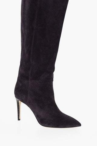 Stivali A Punta In Suede Tacco 10 cm