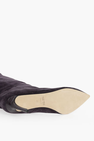 Stivali A Punta In Suede Tacco 10 cm
