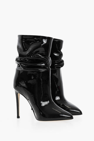 Patent Leather SLOUCHY Pointed Boots Heel 11 cm