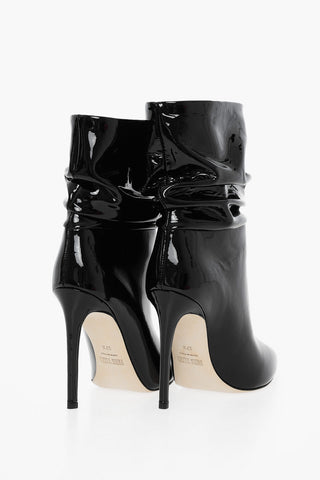Patent Leather SLOUCHY Pointed Boots Heel 11 cm