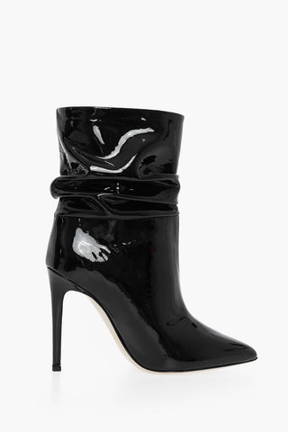 Patent Leather SLOUCHY Pointed Boots Heel 11 cm