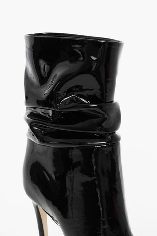 Patent Leather SLOUCHY Pointed Boots Heel 11 cm