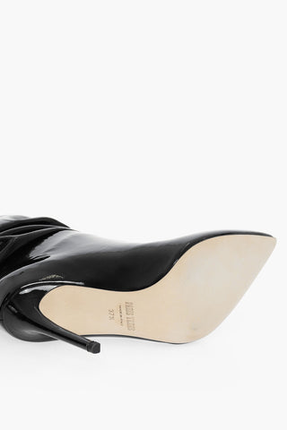 Patent Leather SLOUCHY Pointed Boots Heel 11 cm