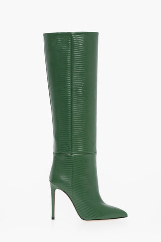 Printed Leather LIZARD Pointed Boots Heel 11 cm