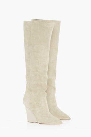 Suede WANDA Pointed Boots Wedge 10 cm