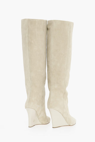 Suede WANDA Pointed Boots Wedge 10 cm