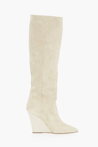 Suede WANDA Pointed Boots Wedge 10 cm