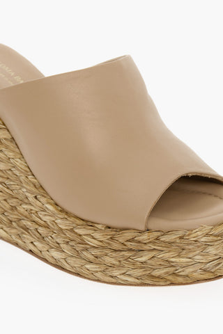 Sabot In Pelle Open Toe Zeppa 12 cm