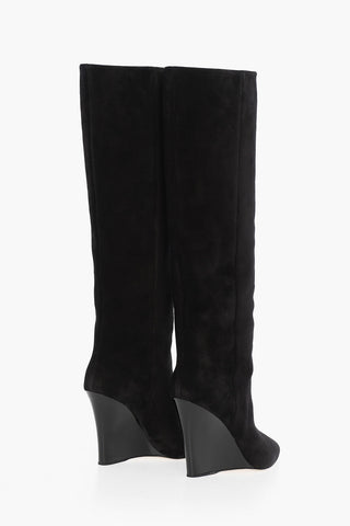 Suede WANDA Pointed Boots Wedge 10 cm