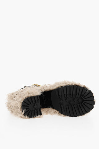 Sandali Con Suola Chunky In Shearling Tacco 14 cm