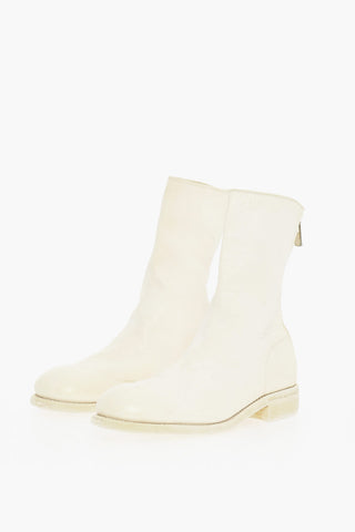 Hammered Leather Boots With Zip Closure