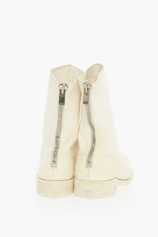 Hammered Leather Boots With Zip Closure