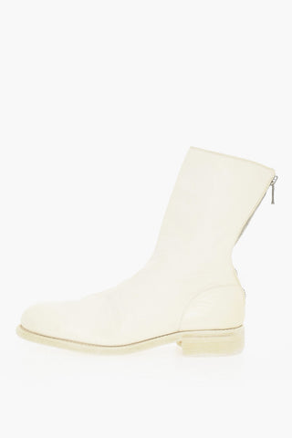 Hammered Leather Boots With Zip Closure