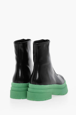 Vegan Leather GUMMY Boots With Front Zip Closure And Contrasting Sole