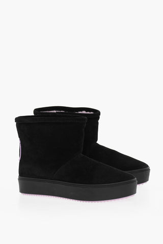 Stivali In Suede EYELIKE Imbottiti Con Logo Ricamato