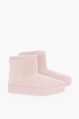 Padded EYELIKE Suede Boots With Embroidered Logo