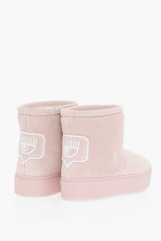 Padded EYELIKE Suede Boots With Embroidered Logo