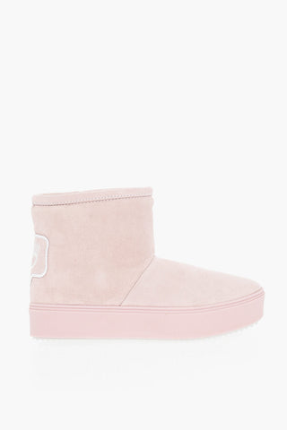 Padded EYELIKE Suede Boots With Embroidered Logo